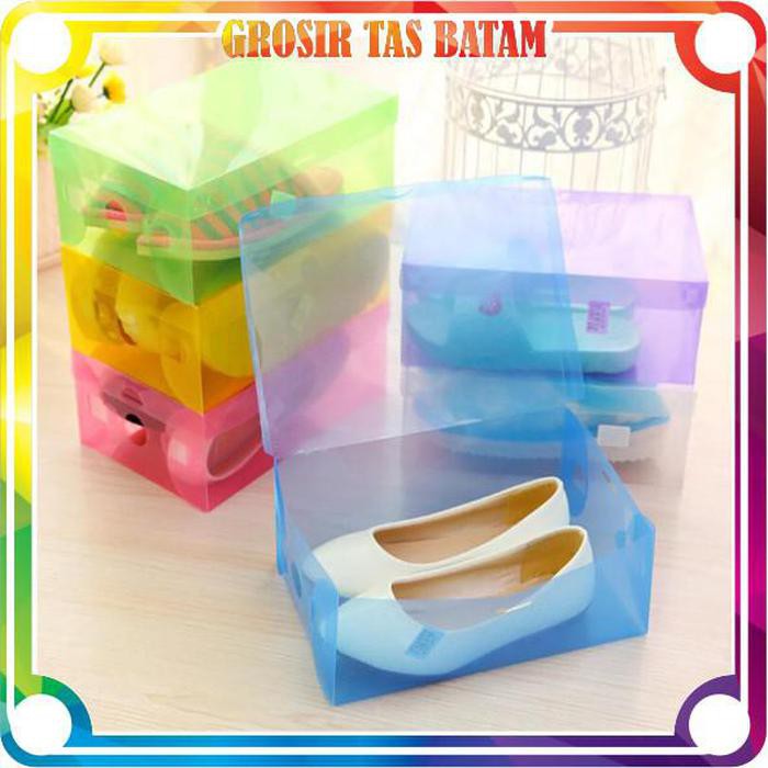 

lidya_viani R001 Kotak Tempat Rak Susun Sepatu Tebal Transparan Shoes Box Import Simpan Sepatu