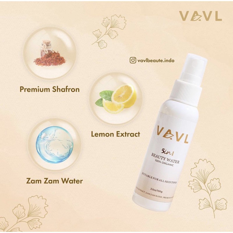 VAVL Beauty Water Ori Biasa,Saffron FACE MIST BPOM (100gr) FACE SPRAY/ SPRAY WAJAH