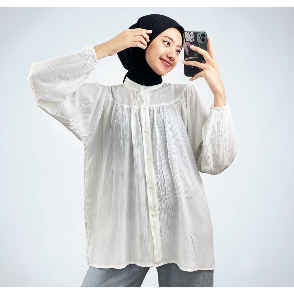 AFI - EC - ⭐️ PREMIUM AIRFLOW CRINCLE ⭐️ Rashifa Shirt Oversize Blouse CRINCLE