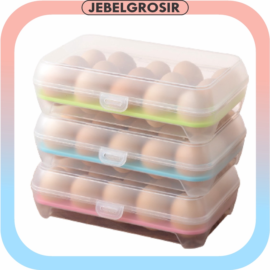 Jebelgrosir Kotak Telur Portable / Box Telur / Egg Box / Tempat Telur Serbaguna 15 sekat 85