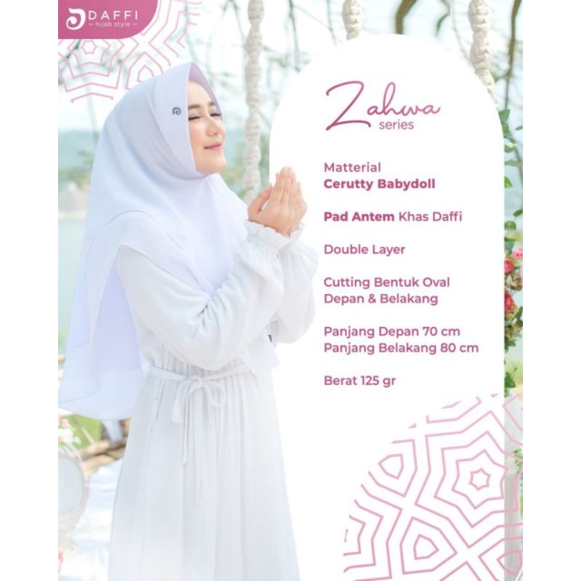 Zahwa  Khimar Cerruty 2 layer ORI Daffi Hijab