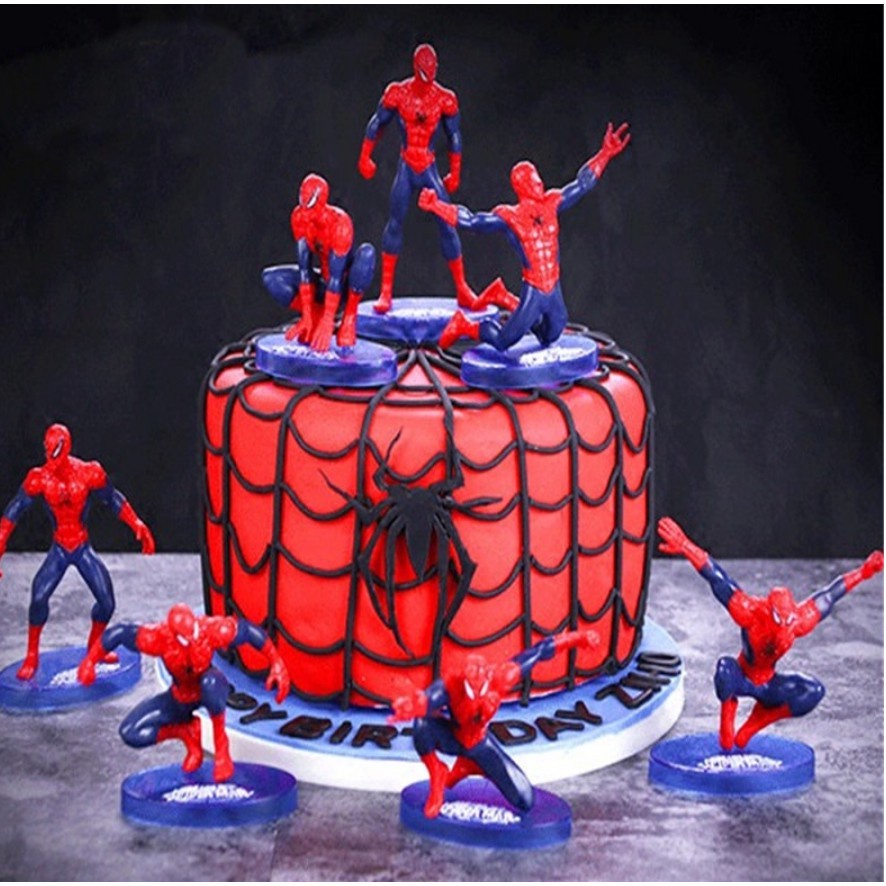 Spiderman Figure Set 7 Mainan Pajangan Miniatur Dekorasi Hiasan Kue Ulang Tahun ( 7 pcs)