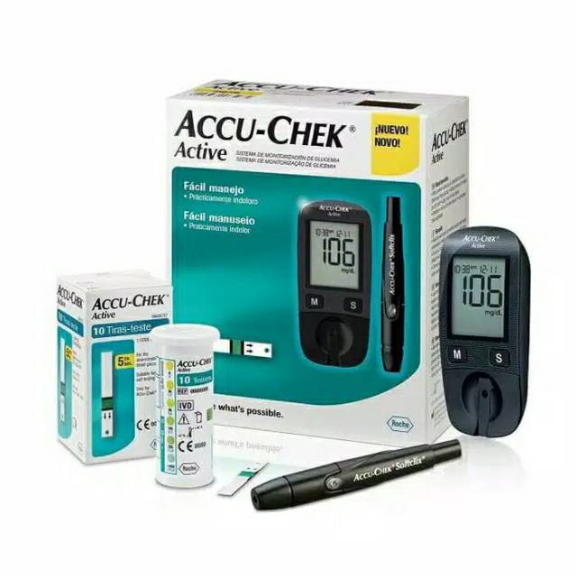 ACCU CHEK ACTIVE ALAT TES GULA DARAH GLUCO METER FREE 25STRIP