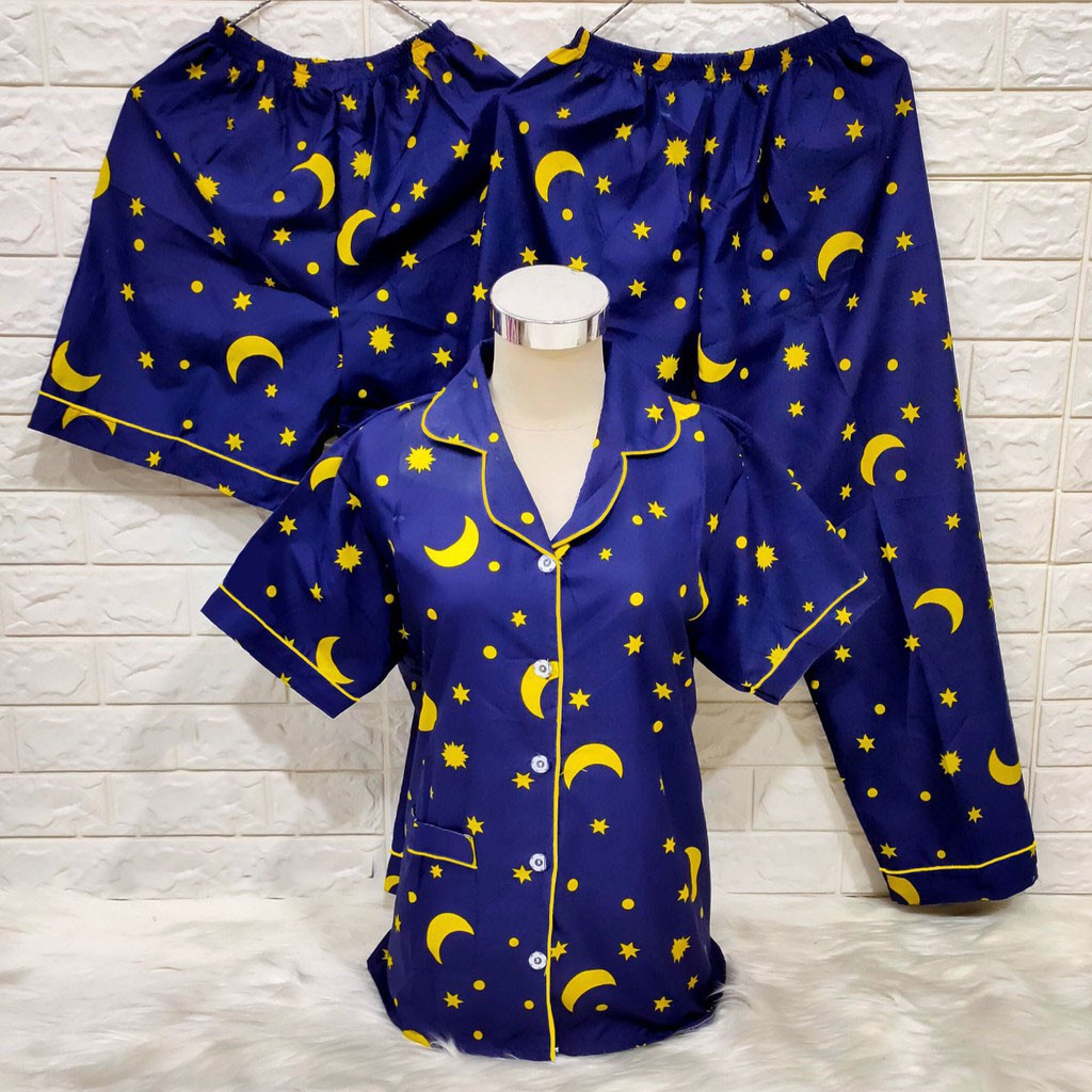hokyfashion PIYAMA/BAJU TIDUR CP 3 IN 1 POOH HAPPY-3in1 starmoon navy
