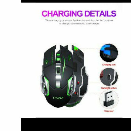 MOUSE GAMING TWOLF  WIRELESS LED FOREV Q13 (RGB) MOUSE TWOLF Berkualitas