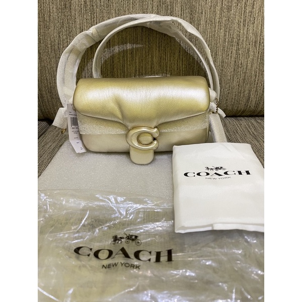 NWT COACH Tabby Pillow 18 Gold