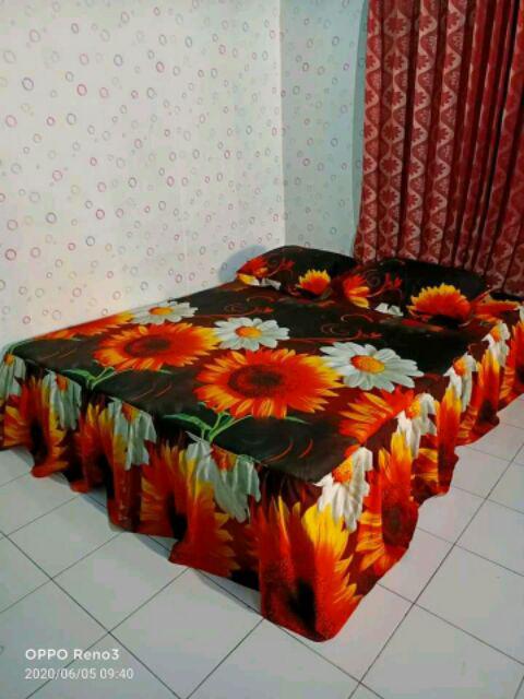 Bahan Kain Sprei Seprei /gorden Gordyn Katun Dispers Motif Bunga Ayu / Lebar 240 Cm