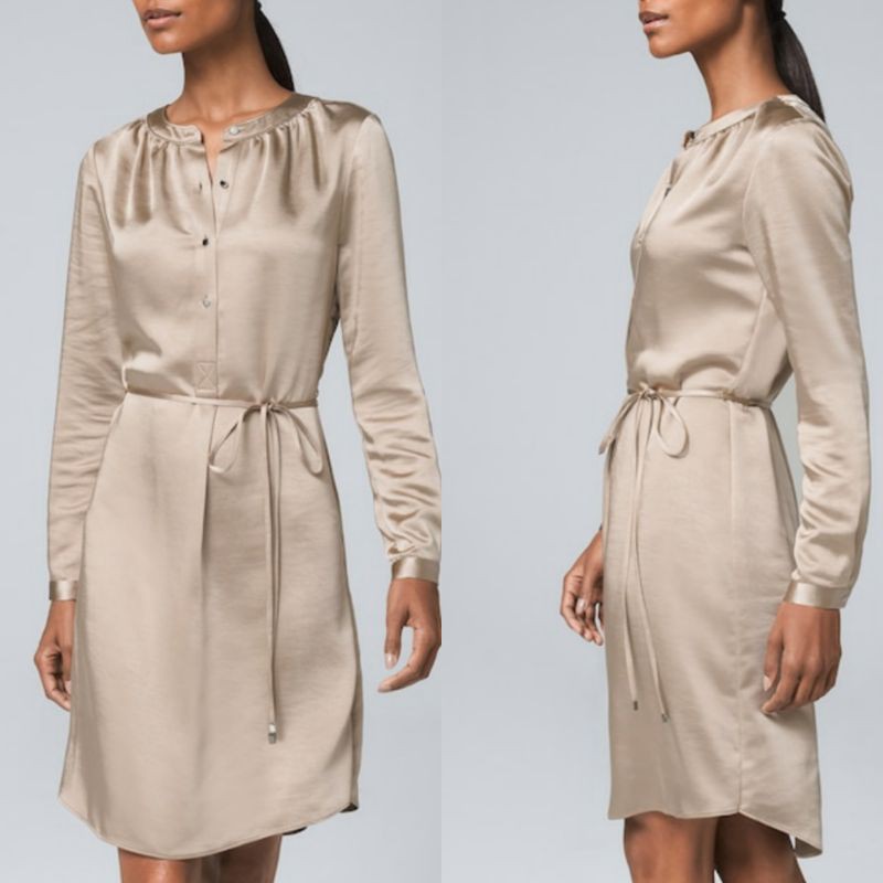WHBM Satin Shirt Dress With Belt ($150)