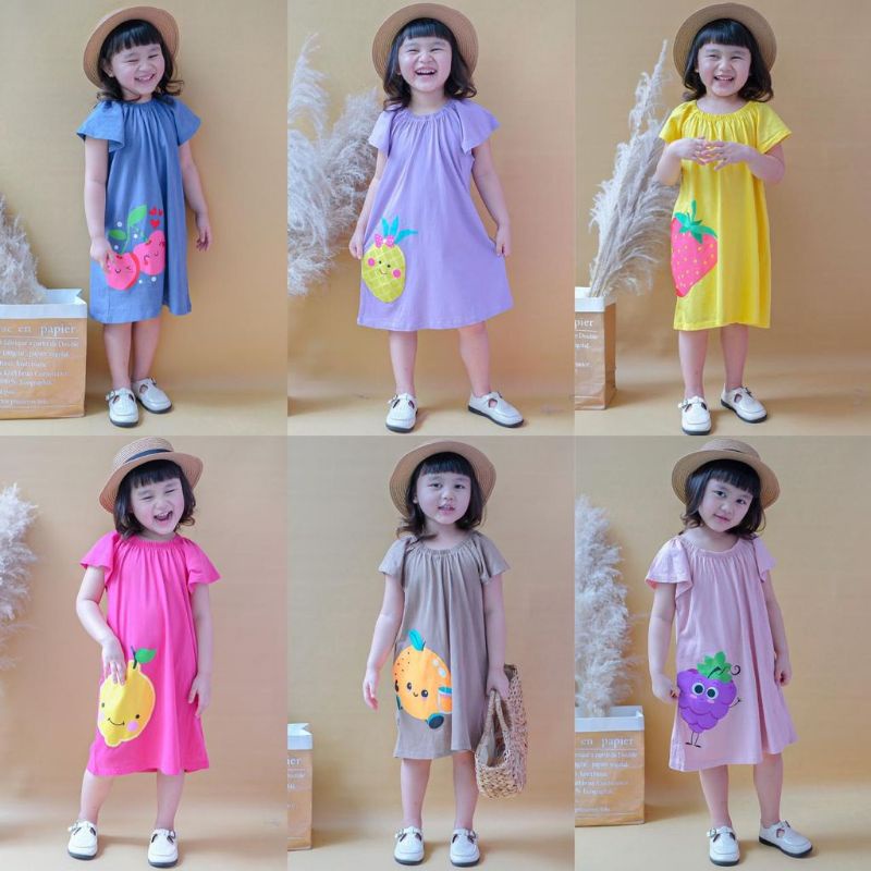 Dress Fruit Dress Anak Smilee Daster Anak Bahan Kaos Size 12345 T