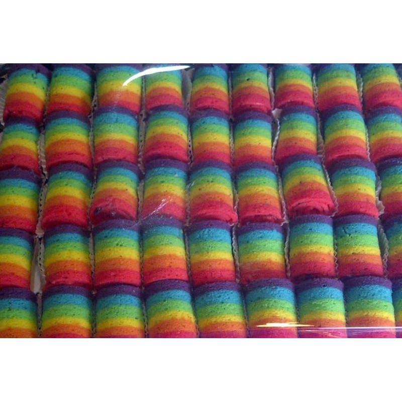 

Roll cake mini rainbow, bolu gulung mini pelangi