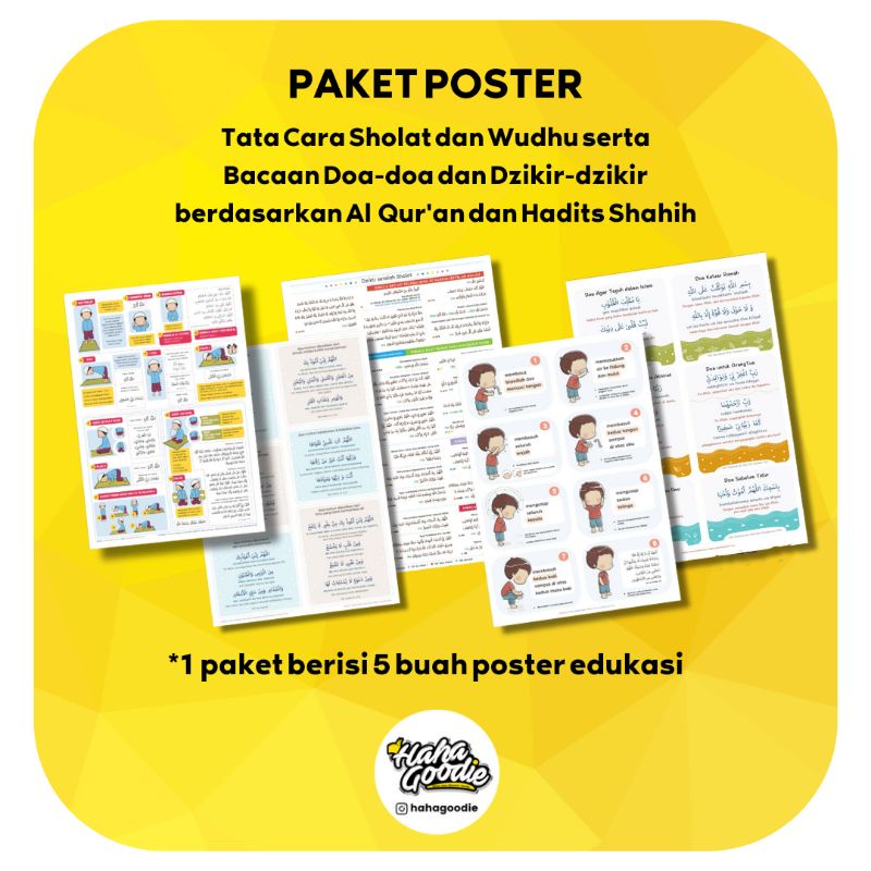 PAKET POSTER EDUKATIF SHOLAT WUDHU DOA DZIKIR PAGI PETANG