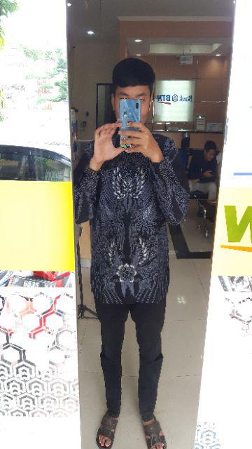 Peksi Abu Kemeja Batik Pria Katun Sragenan Full Furing