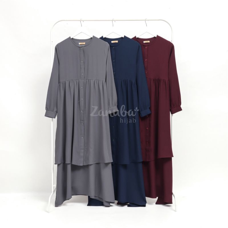 (READY STOCK) Gamis Layer Button Set by Zanuba Hijab