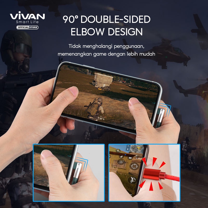 KABEL DATA VIVAN Kabel Data Lightning Kabel Fast Charging Gaming Siku 2.4A - 1M - Garansi 1 Tahun - BWL100S