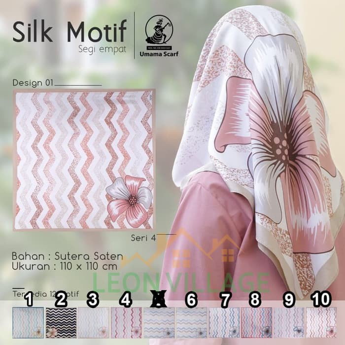 Kerudung SILK MOTIF A1 UMAMA Hijab Jilbab Segi Empat Satin