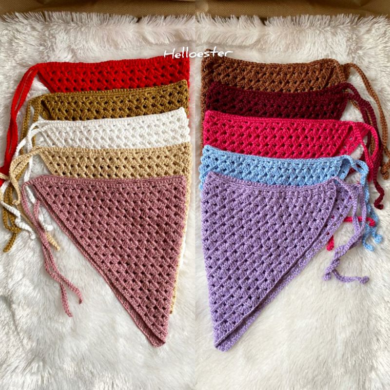 Bandana rajut / Bando rajut segitiga / Bandana rajut segitiga