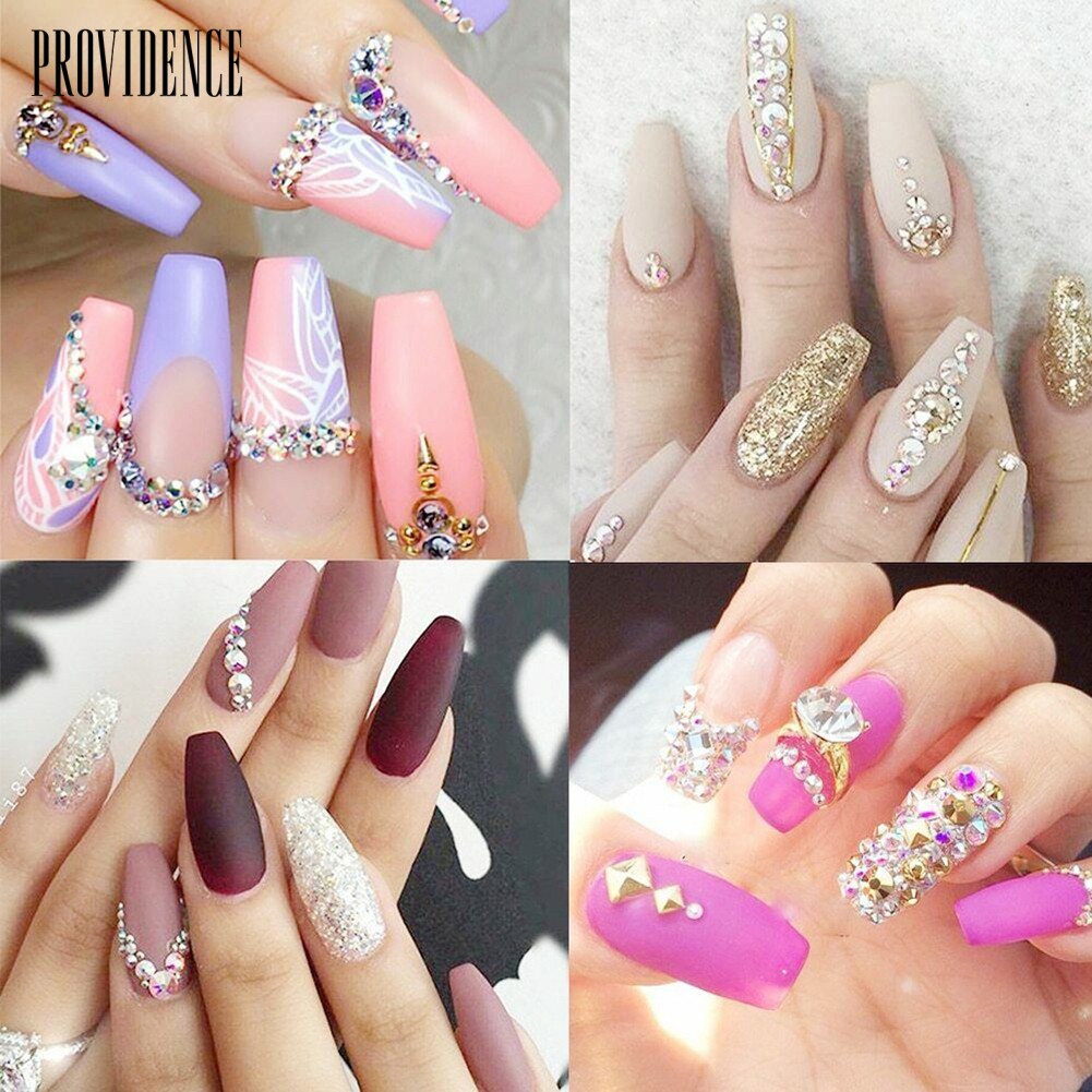 Providence 12 Grids Glitter Transparent Flat Rhinestone Mixed Shiny Jewelry Manicure