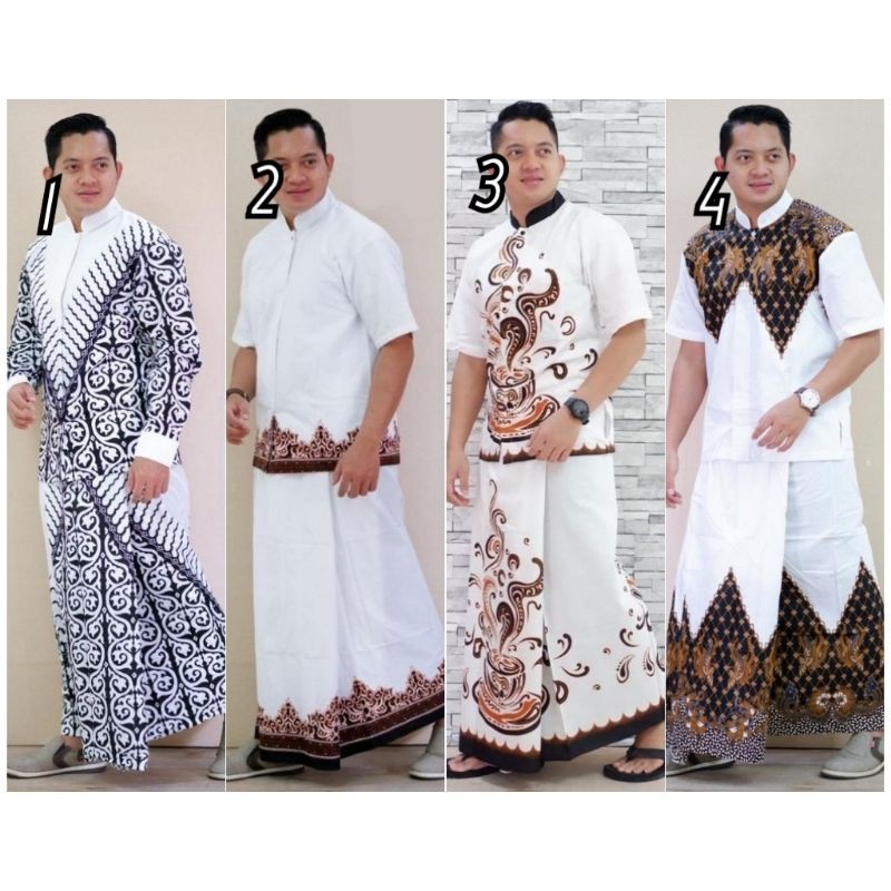 AKHWAN# SET sarung batik Koko Batik Warna putih Batik Set Pria Premium Baju Original by Batik solo