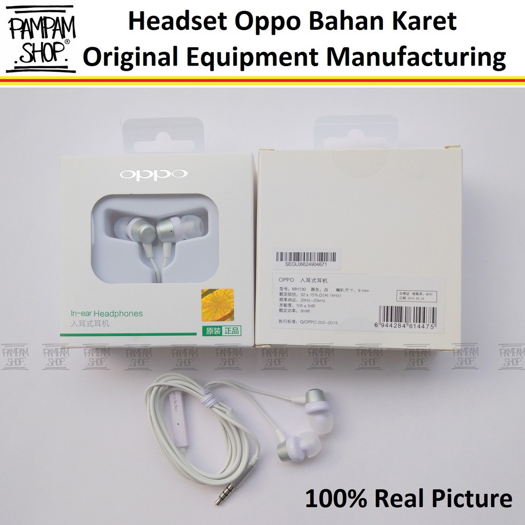 Headset Oppo Original MH130 Bahan Karet F1S Neo Find 3 7 9 F3 F1 Plus Mirror 5 Ori OEM