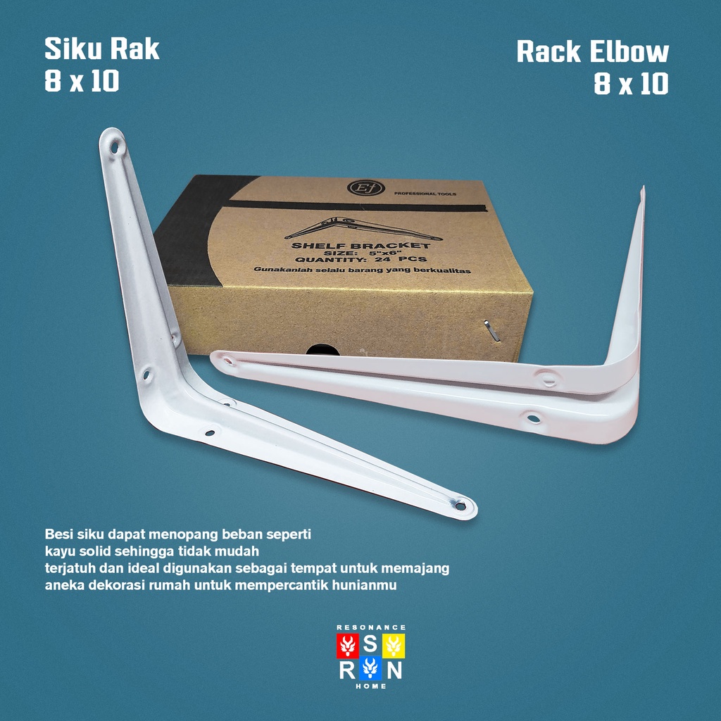 Siku Rak Besi L Putih Uk. 8x10 Inch l Shelf Bracket l Resonance Home