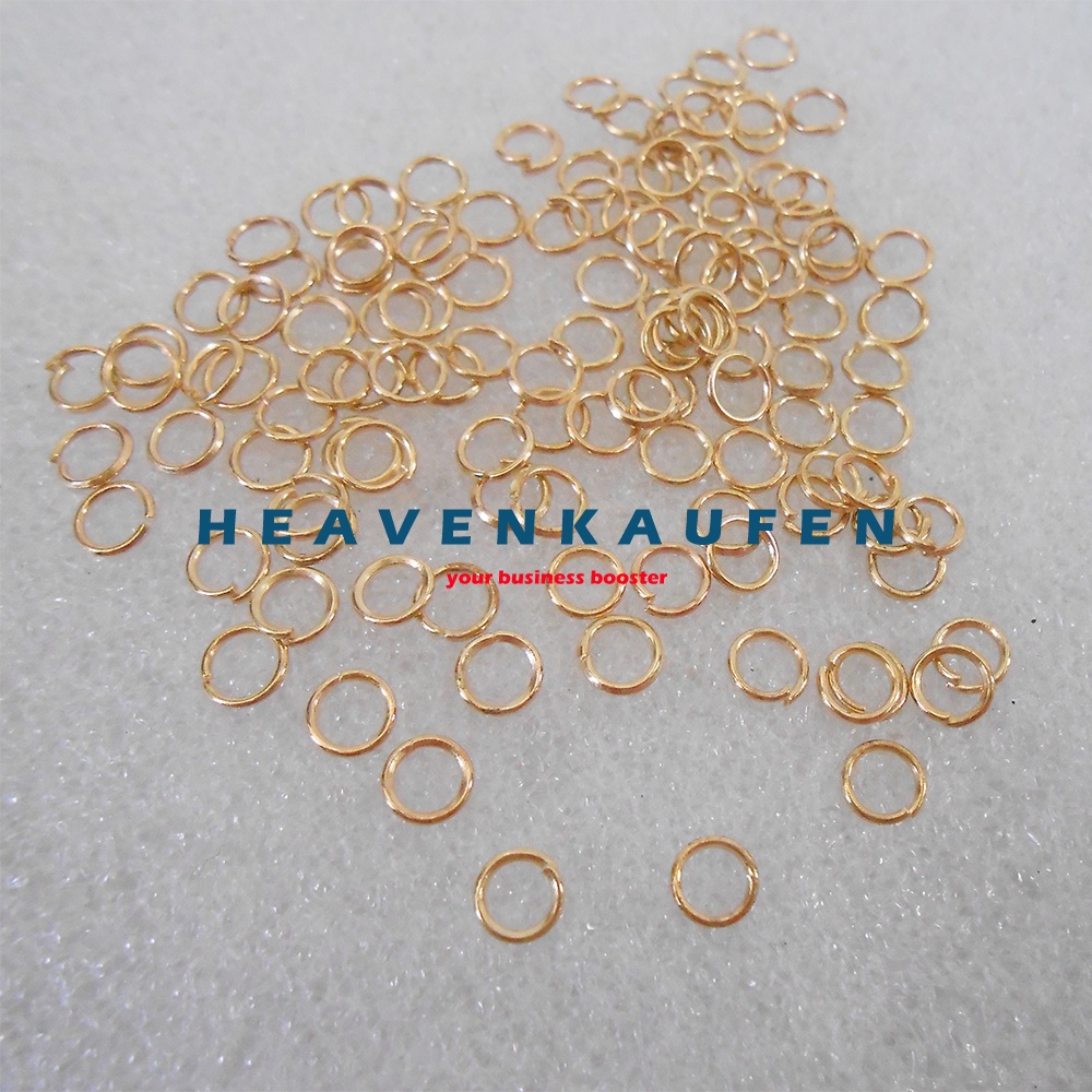 Ring Bulat Sangat Kecil Untuk Ring Gantungan Kunci Craft Dll Diameter Lubang 4 mm Gold Muda Emas Muda Per Pack isi 144 Pcs