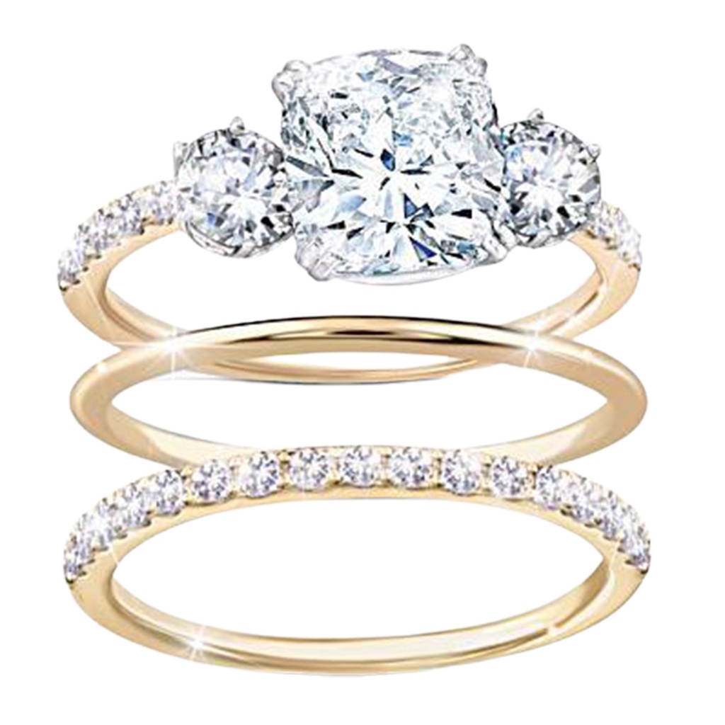 Hu Hu Hu Hu Hu Alat Bantu Pasang Kacamata♡ 3pcs / Set Cincin Berlian Imitasi Bahan Alloy Untuk Wanita