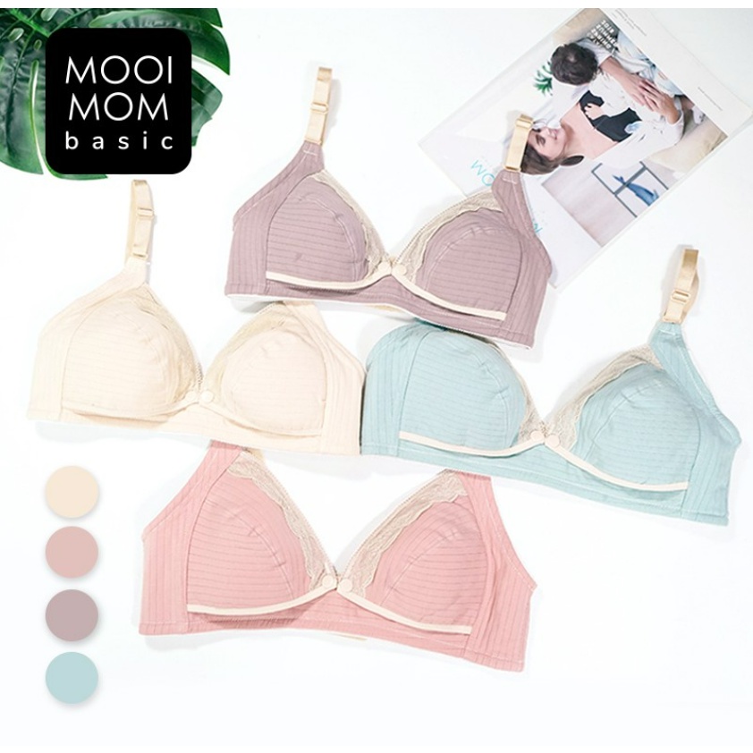 MOOIMOM Bra Hamil &amp; Menyusui Bukaan Depan M - XL Model Basic Lace Front Buckle Nursing Bra CBKS