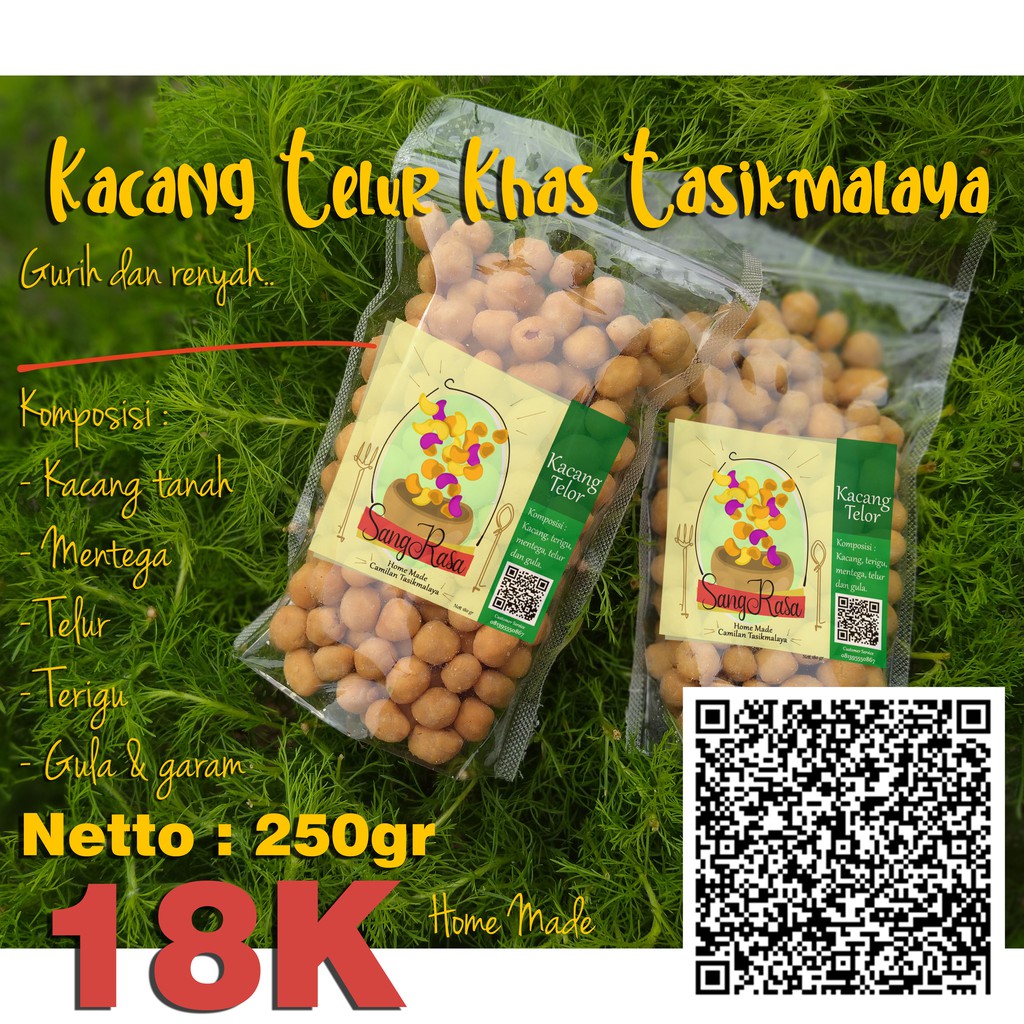 

[PROMO OPENING] Kacang Telur Camilan Khas Tasikmalaya by Sang Rasa Buy 5 Get 1 Free kuwuk/ citruk