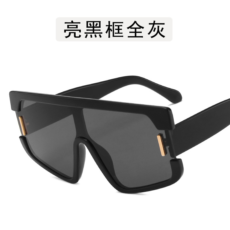 【YUZHU】COD Ins Oversized Bingkai Kontras Warna Satu-piece Lens Lapangan Sunglasses untuk Wanita