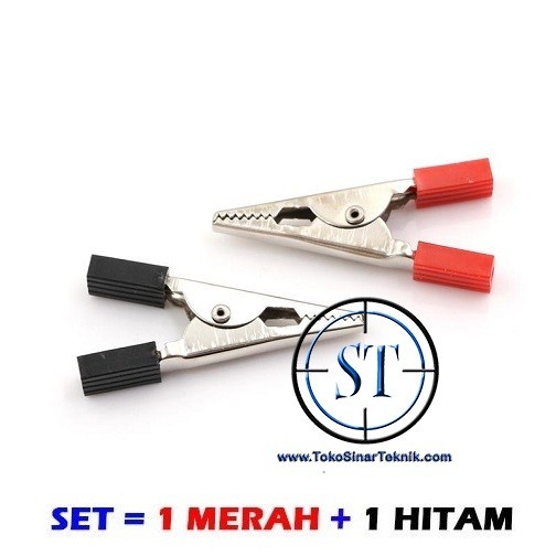 Capit Buaya 1 Set Merah - Hitam Jepit Alligator Clip Klip Klem Clamp Mini Merah Hitam Set Jumper BA-107G