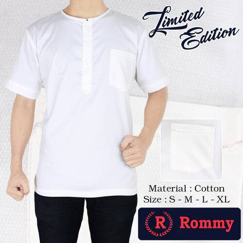 Kemeja / Baju Koko Oblong Muslim Pria - Putih