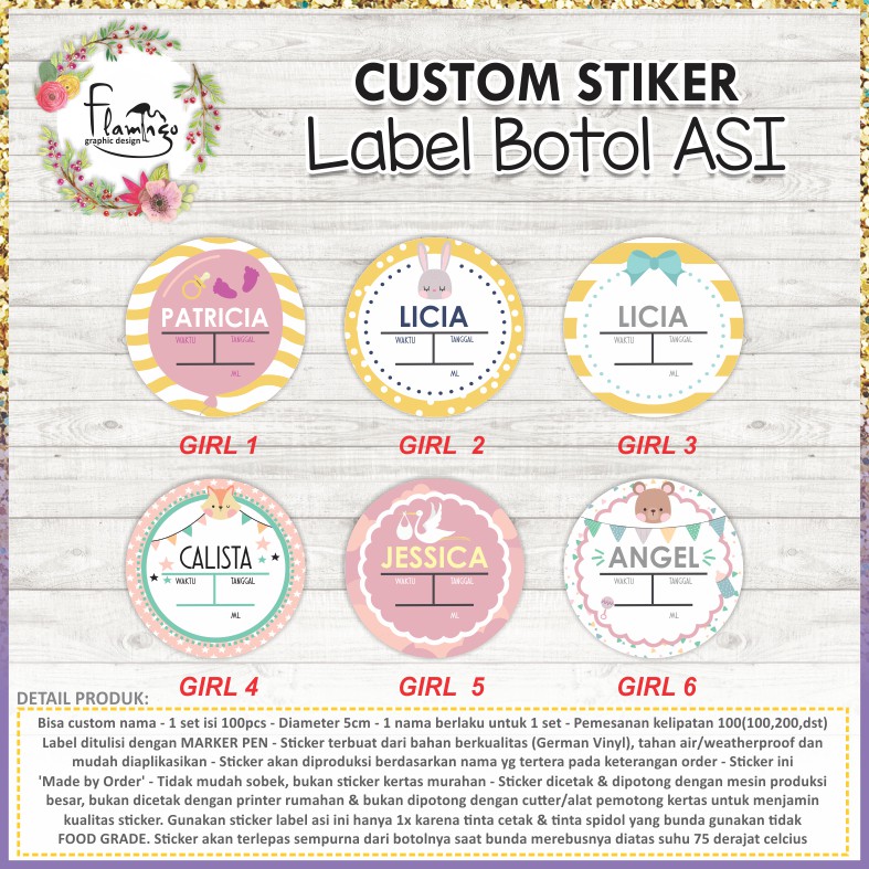 

STIKER LABEL BOTOL ASI WATERPROOF CUSTOM GIRLS