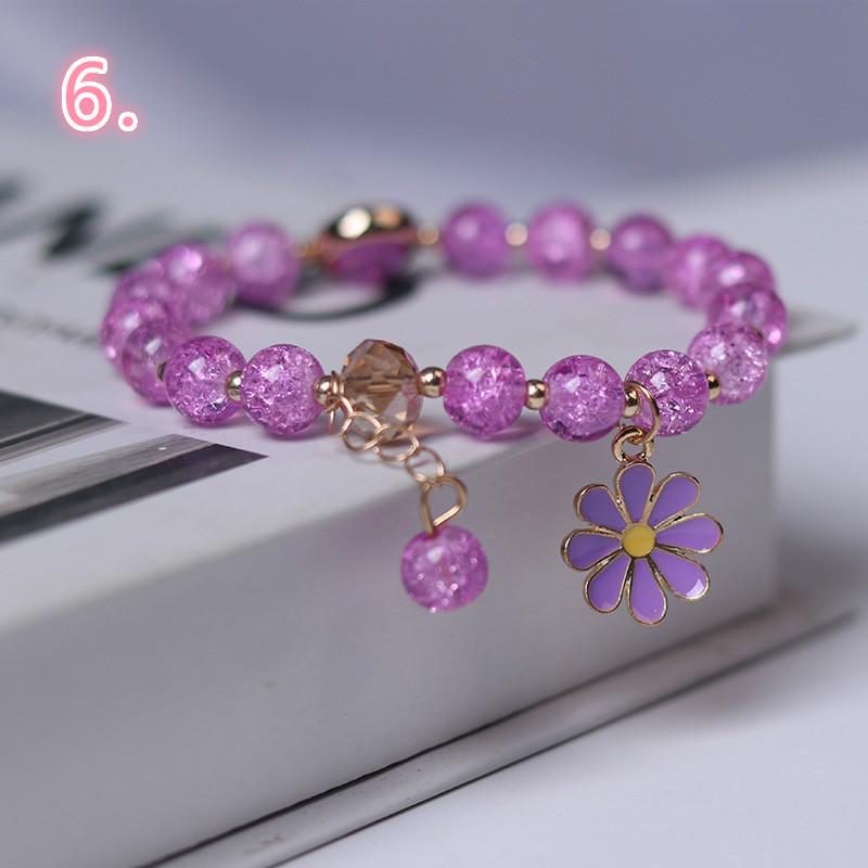 Girl's Crystal Daisy Flower Charm Bracelet for Women Fashion Jewelry Bangles