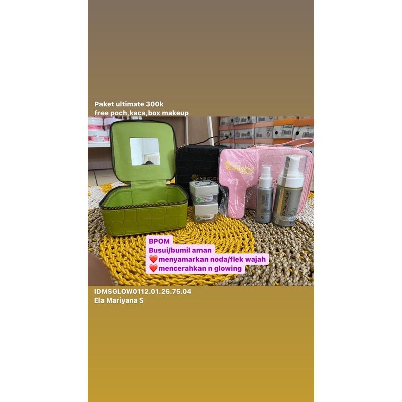MS Glow Paket Ultimate Free box kaca pouch