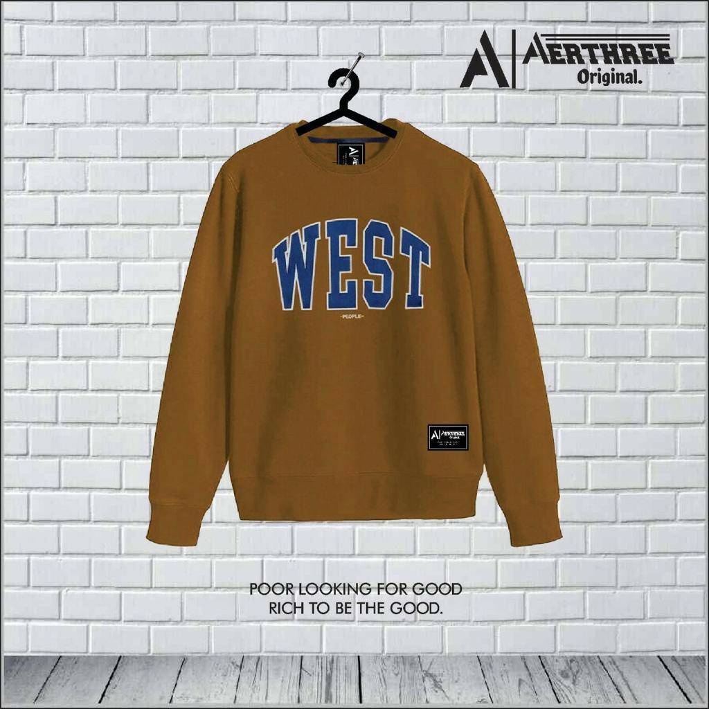 RUSS SWEATER WEST BASIS CREWNEK PRIA WANITA TERBARU / CREWNECK WEST CAMEL PREMIUM FONT BORDIR