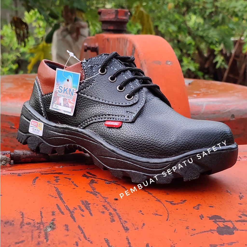 Sepatu Safety Boots Tali Ujung Besi Septi Saveti King Skn Terbaik Tidak Licin Kulit Sintesis Terbaik Terbaru