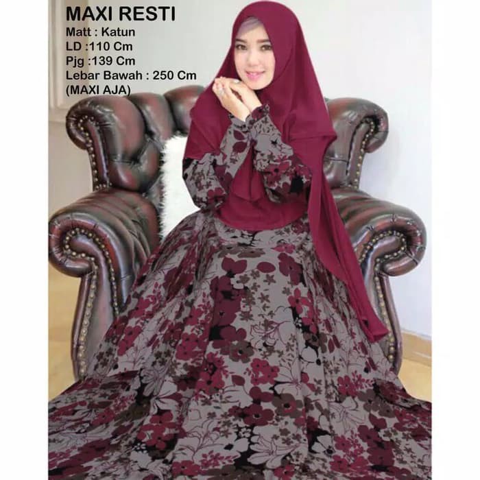 Baju Syari Gamis Muslim Wanita Jubah Dewasa Muslimah Maxi Dress Murah - Orange Promo