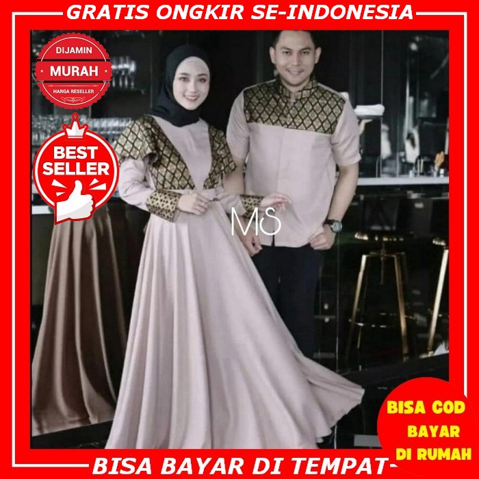 Dress Muslim Gamis Couple Keluarga Terbaru Pasangan Suami Istri Kondangan Kekinian Terbaru 2022 / Ba