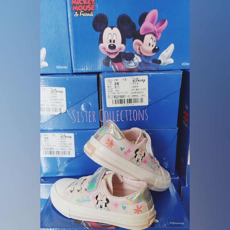 Sepatu Sekolah Anak PAUD TK SD Disney Minnie Mouse / Sepatu Skets Anak Perempuan Disney Karakter Minnie / Sepatu Sekolah Glitter