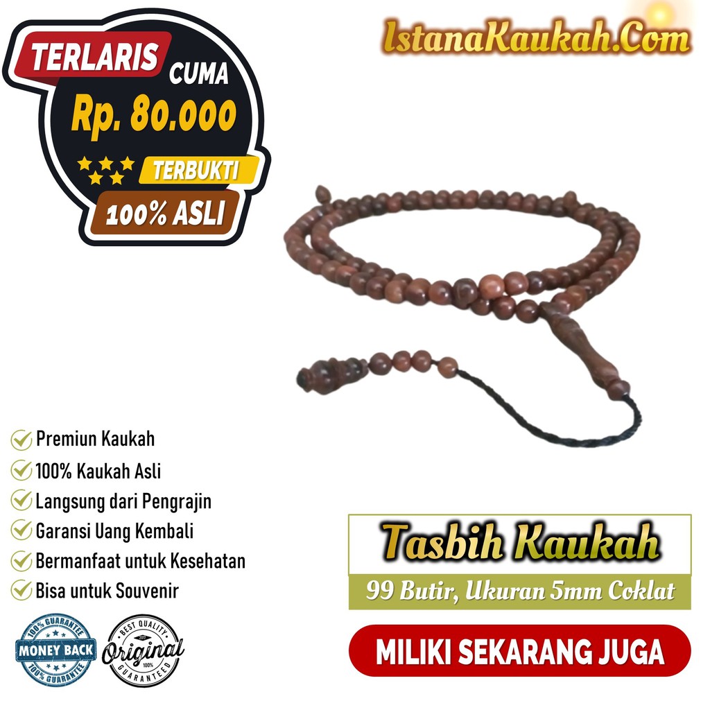 Tasbih Kaukah Asli - Tasbih Kokka Asli 99 Butir ukuran 5mm - Istana Kaukah