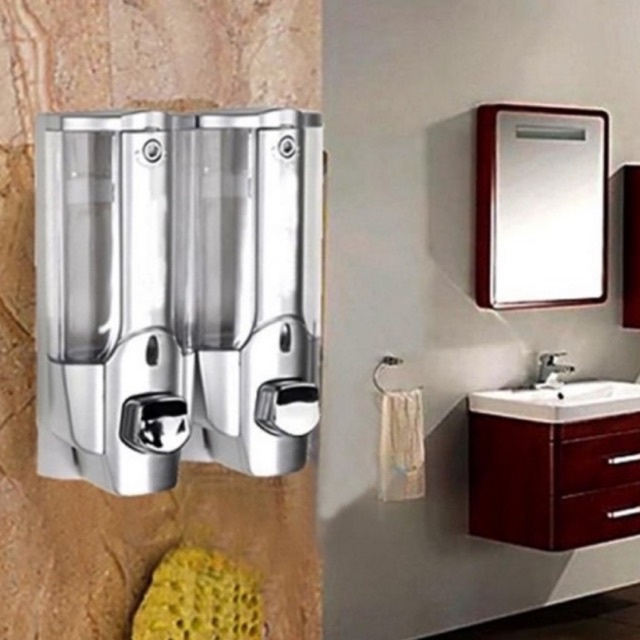Promo Soap Dispenser Sabun Shampoo DobelTempat Sabun Cair Double Tempat Sabun Cair Kamar Mandi Stainless DISPENSER SOAP DOBEL TEMPAT SABUN CAIR DOBEL DOUBLE MURAH PUTIH DISPENSER SABUN CAIR DAN SHAMPO DOBEL dispenser sabun cair shampo stanlis double dobel