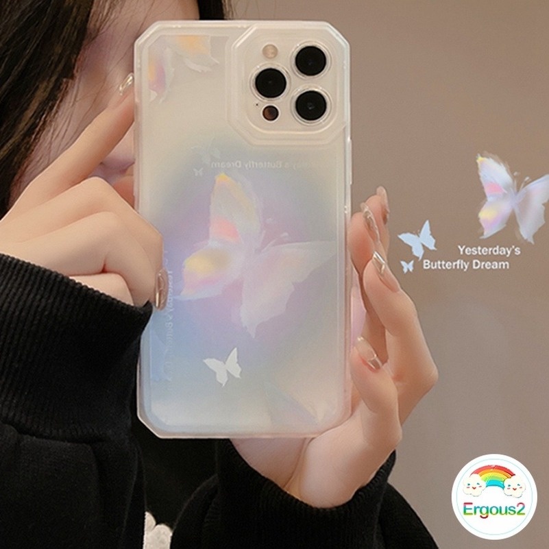 Soft Case Pelindung Kamera Bahan TPU Silikon Desain Kupu-Kupu Untuk iPhone 13 12 11 Pro Max X XR Xs Max 7 8 6s 6 Plus SE 2020