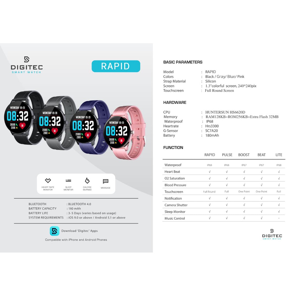 SMARTWATCH DIGITEC RAPID STRAP SILIKON ORIGINAL