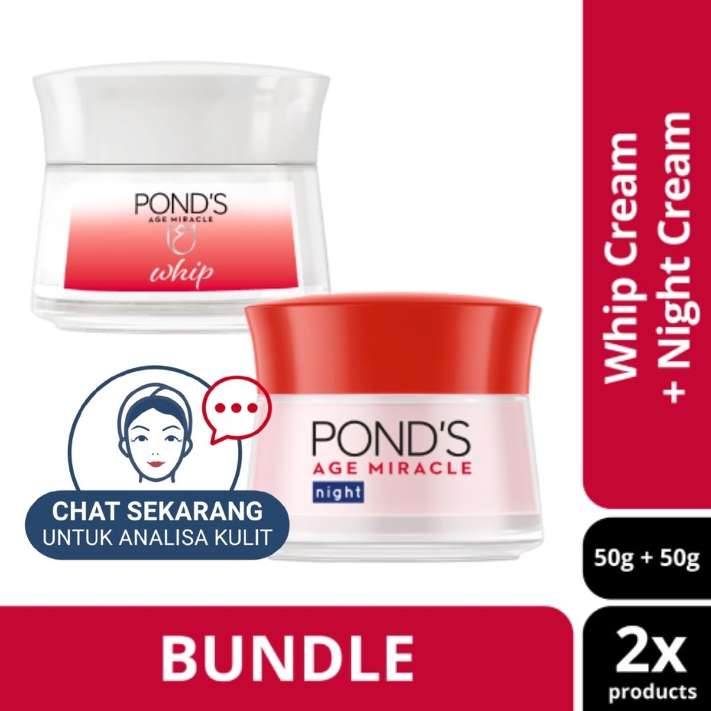 Ponds Age Miracle Whip Cream 50 gr + Ponds Age Miracle Night Cream 50 gr