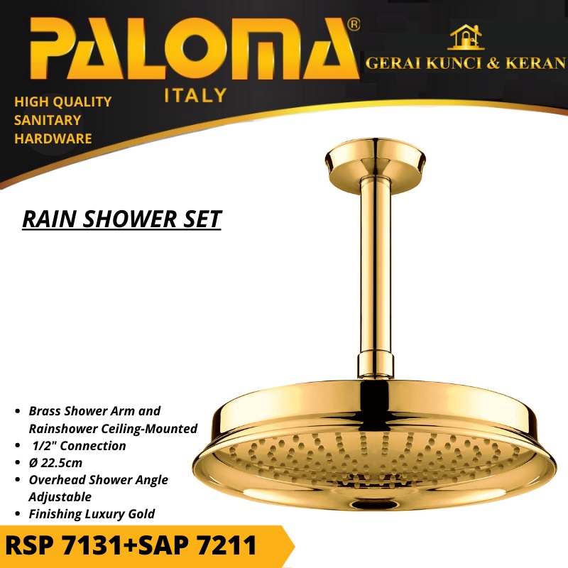 PALOMA RAINSHOWER SET RSP 7131 SAP 7211 BRASS GOLD KEPALA SHOWER MANDI