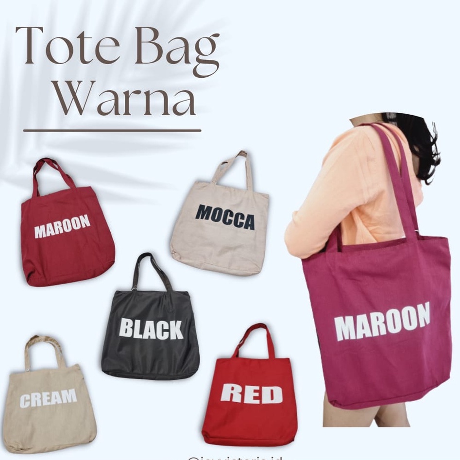 TOTTE BAG TOTE TAS SELEMPANG KAIN POLOS WARNA KAMPUS SHOULDER BAG