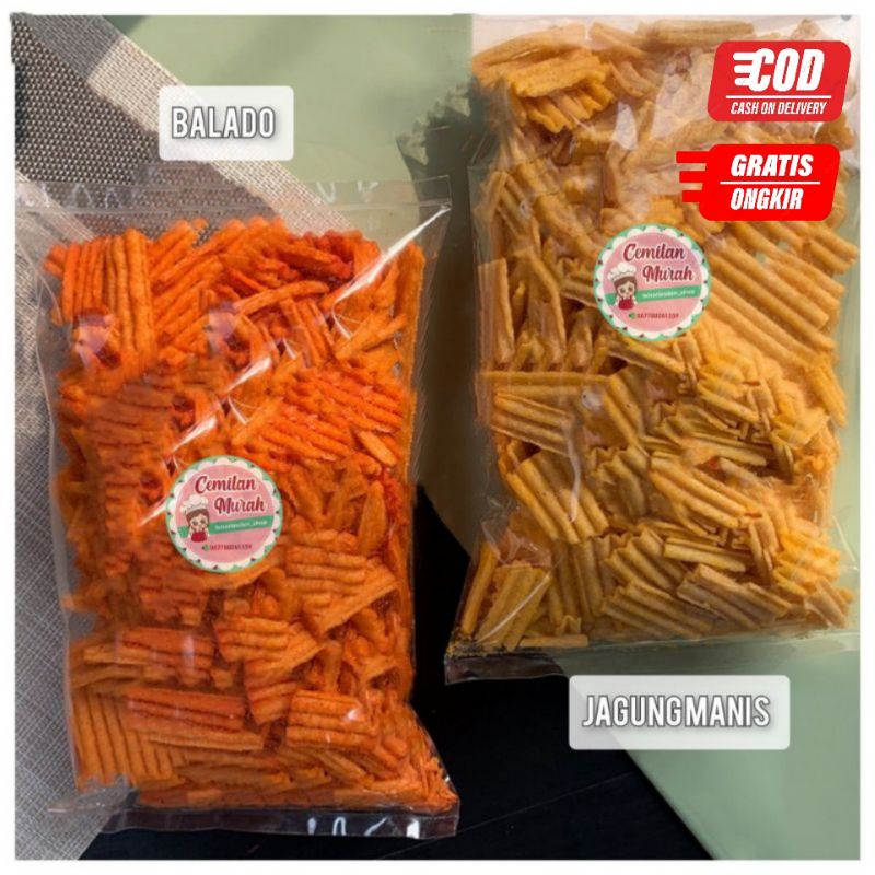 

keripik kentang zigzag balado , jagung manis 200 gr