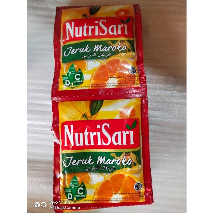 

Nutrisari Sachet Rasa Jeruk Maroko 1 Renceng isi 10 Sachet