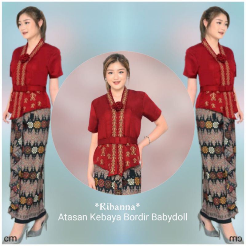 Kebaya Encim Senada Modern Model Babydoll Katun Import Bordir