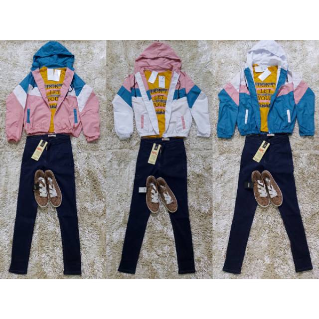 Hoodie 3 Tone Crop Full Zipper by Bershka